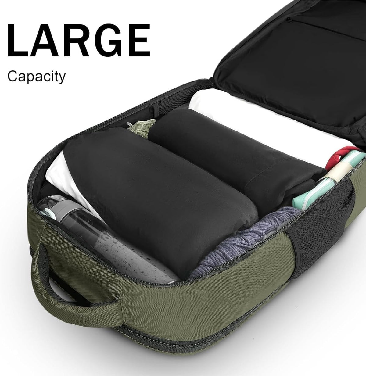 Carry on Travel Laptop Backpack, Large Personal Item Travel Backpack | Flight Approved, Shoe Compartment, Water Resistant, Weekender Overnight Bag, Fit 17 Inch Laptop, Green