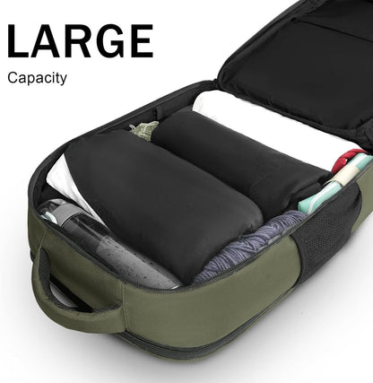 Carry on Travel Laptop Backpack, Large Personal Item Travel Backpack | Flight Approved, Shoe Compartment, Water Resistant, Weekender Overnight Bag, Fit 17 Inch Laptop, Green