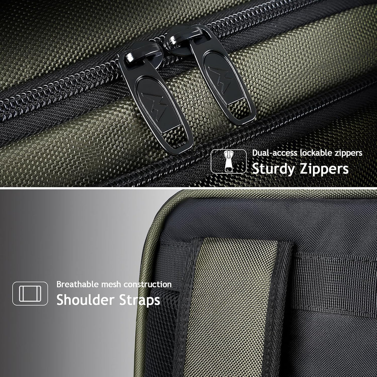 Carry on Travel Laptop Backpack, Large Personal Item Travel Backpack | Flight Approved, Shoe Compartment, Water Resistant, Weekender Overnight Bag, Fit 17 Inch Laptop, Green