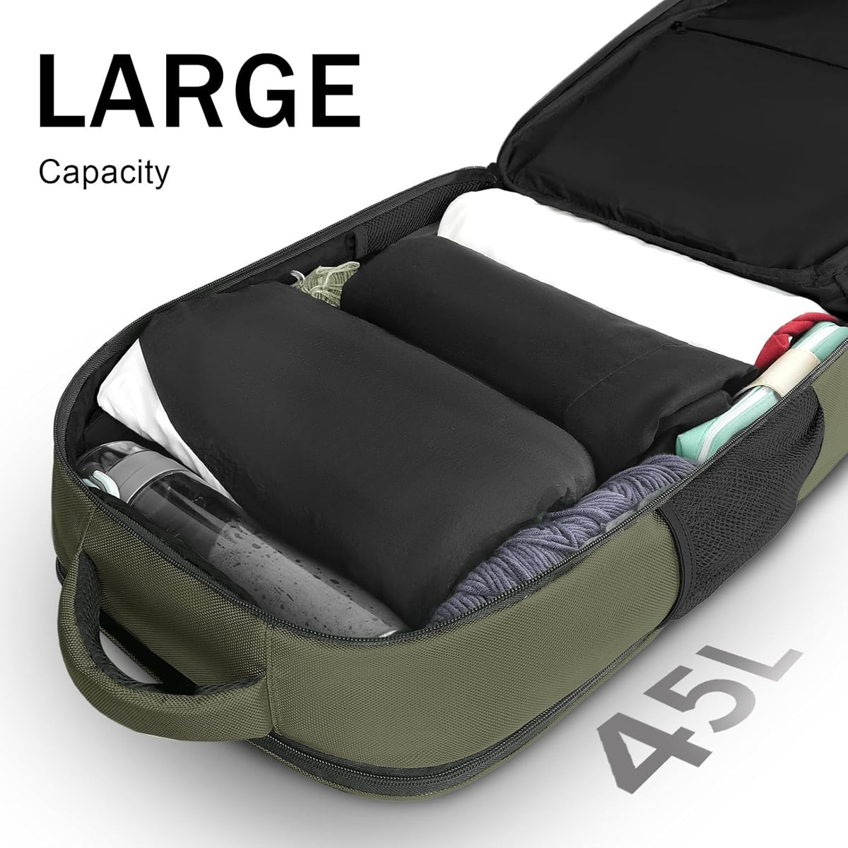 Carry on Travel Laptop Backpack, Large Personal Item Travel Backpack | Flight Approved, Shoe Compartment, Water Resistant, Weekender Overnight Bag, Fit 17 Inch Laptop, Green
