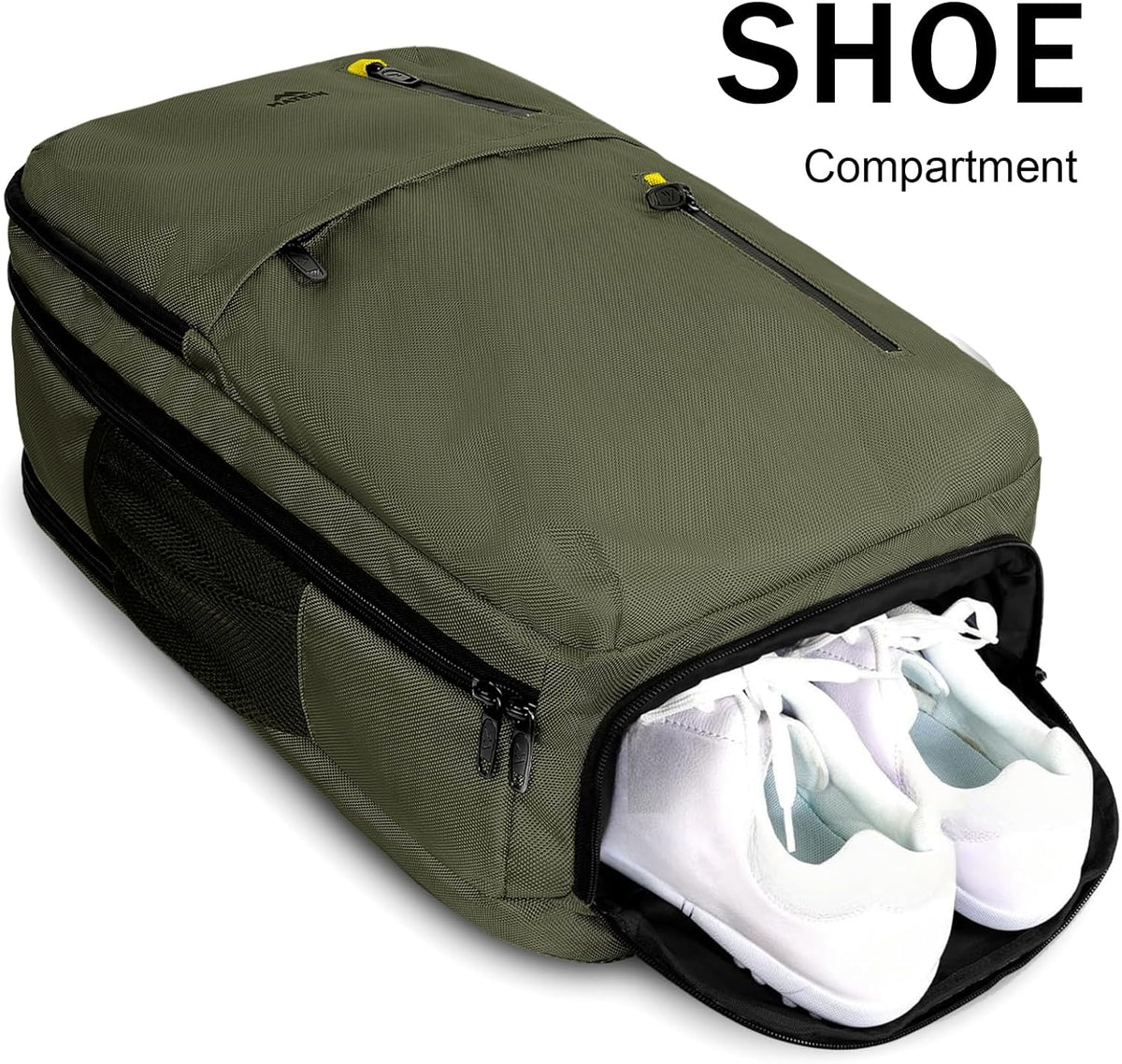 Carry on Travel Laptop Backpack, Large Personal Item Travel Backpack | Flight Approved, Shoe Compartment, Water Resistant, Weekender Overnight Bag, Fit 17 Inch Laptop, Green