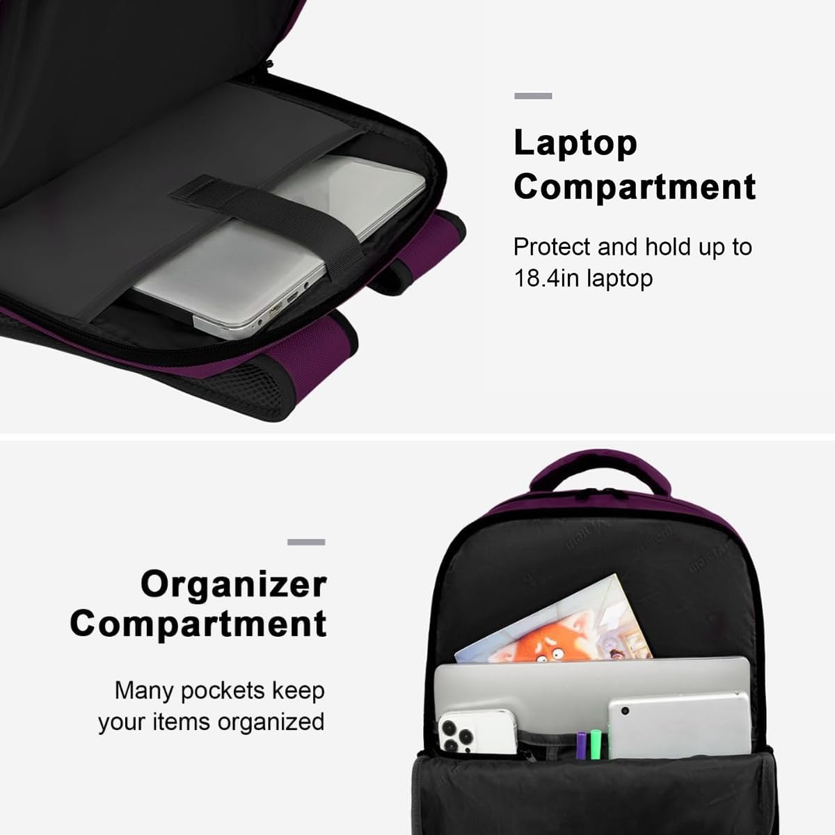 Carry on Travel Laptop Backpack, Large Personal Item Travel Backpack | Flight Approved, Shoe Compartment, Water Resistant, Weekender Overnight Bag, Fit 17 Inch Laptop, Green