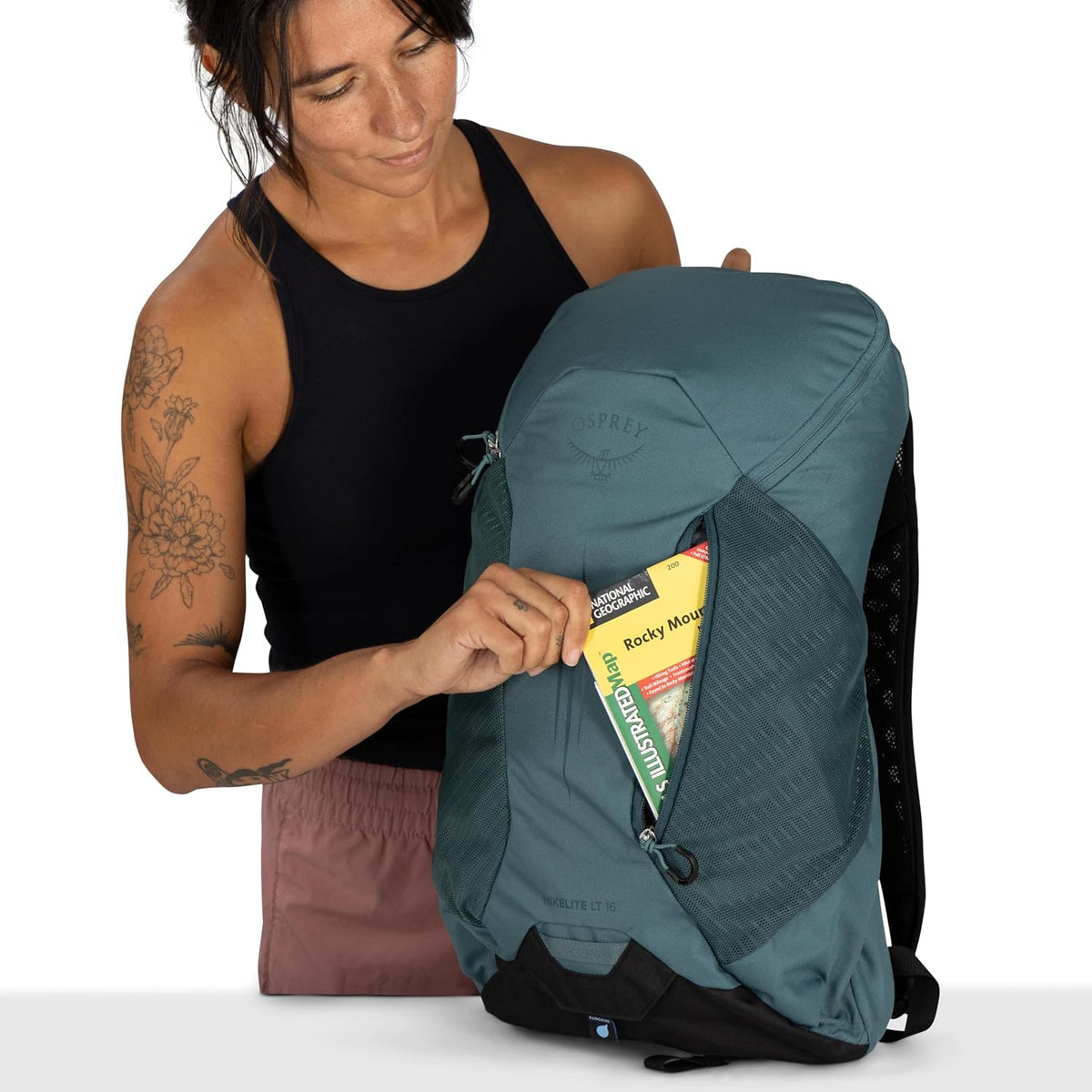 Hikelite LT 30L Hiking Backpack - Lightweight Travel Daypack with Rain Cover for Men and Women, Cascade Blue