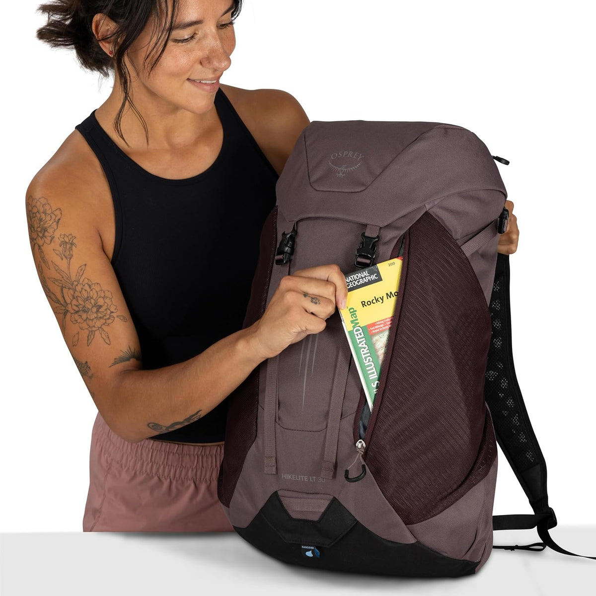 Hikelite LT 30L Hiking Backpack - Lightweight Travel Daypack with Rain Cover for Men and Women, Cascade Blue
