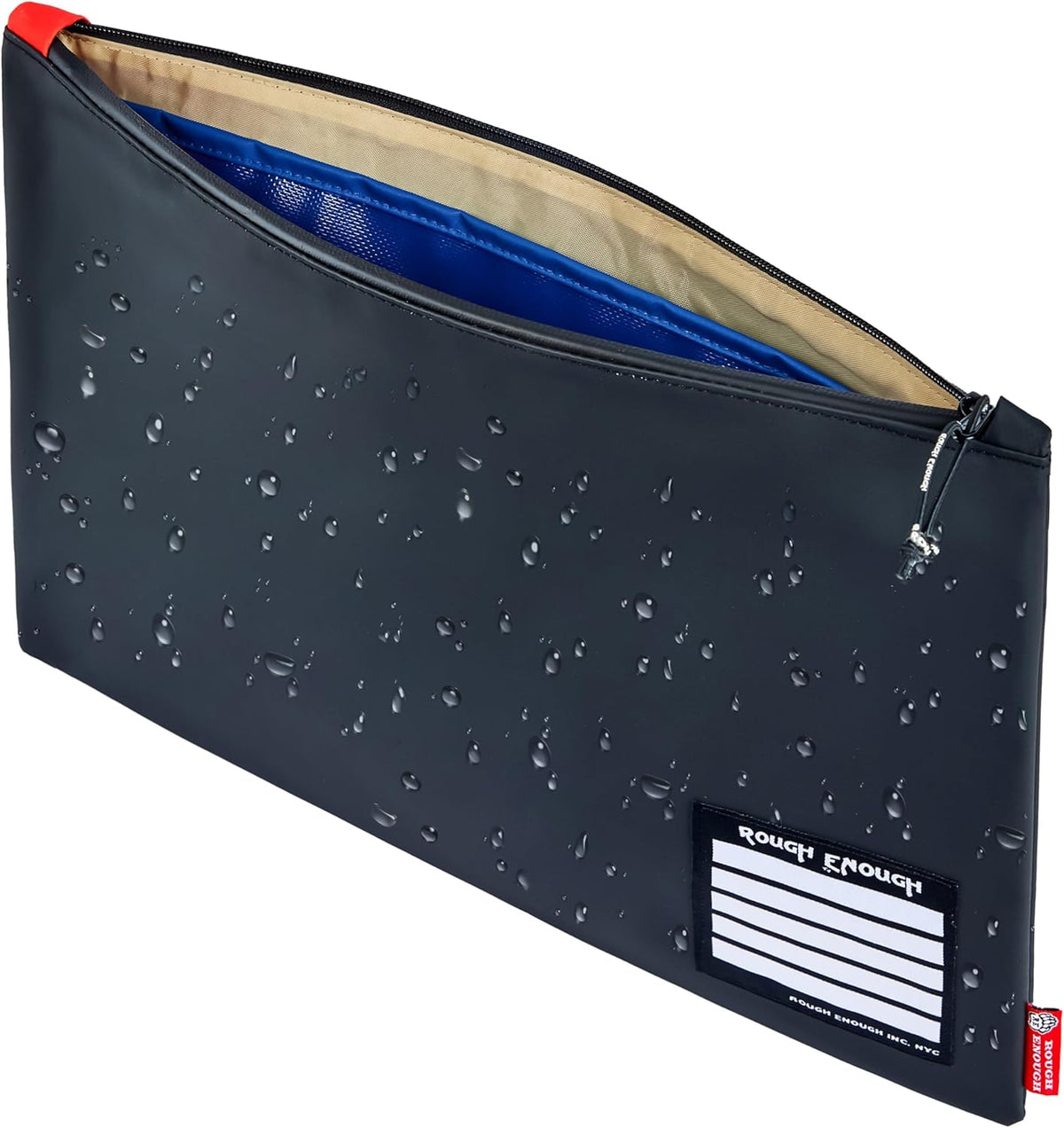 Rough Enough Important Document Organizer Bag, Water Resistant File Holder | 16x11 Inch, Black Tear-Resistant Tarpaulin, Waterproof YKK Zipper, 2 Compartments, for Office & Travel A4/Legal Paper Storage