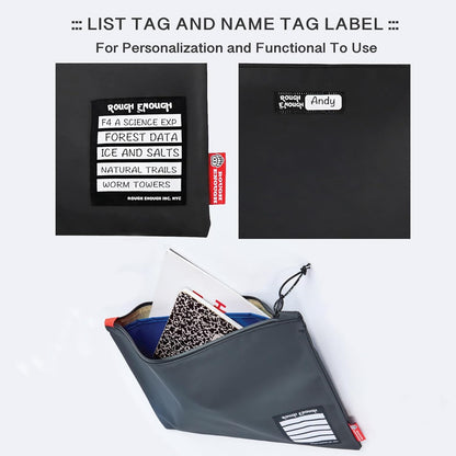 Rough Enough Important Document Organizer Bag, Water Resistant File Holder | 16x11 Inch, Black Tear-Resistant Tarpaulin, Waterproof YKK Zipper, 2 Compartments, for Office & Travel A4/Legal Paper Storage