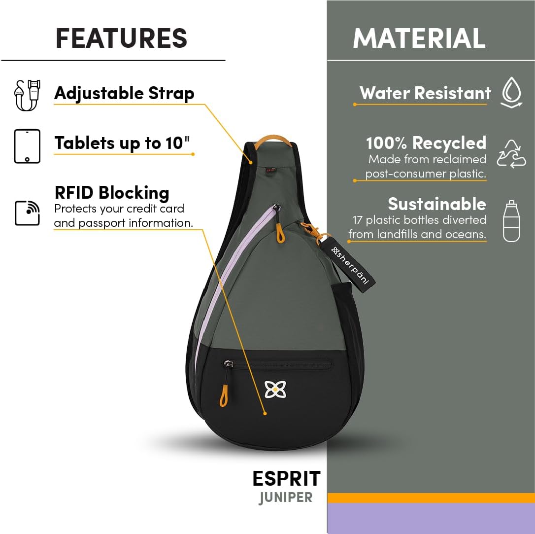 Esprit, Sling Backpack, 10L Travel Bag, Right-Handed Shoulder Sling Purse, Crossbody Backpack, Travel Gifts, RFID Protection (Chromatic)