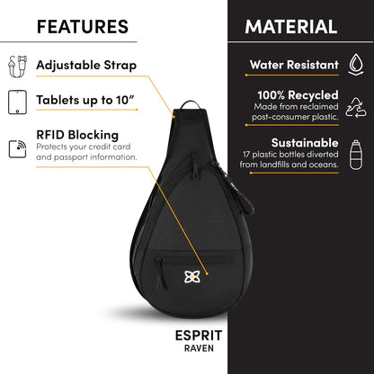 Esprit, Sling Backpack, 10L Travel Bag, Right-Handed Shoulder Sling Purse, Crossbody Backpack, Travel Gifts, RFID Protection (Chromatic)