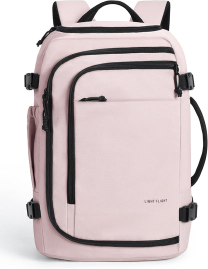 Travel Backpack, TSA Friendly Flight Approved Carry on Backpack Water-resistant Lightweight Business Large Weekender Bag Casual Daypack 17.3" Laptop Backpack for Men Women, Pink