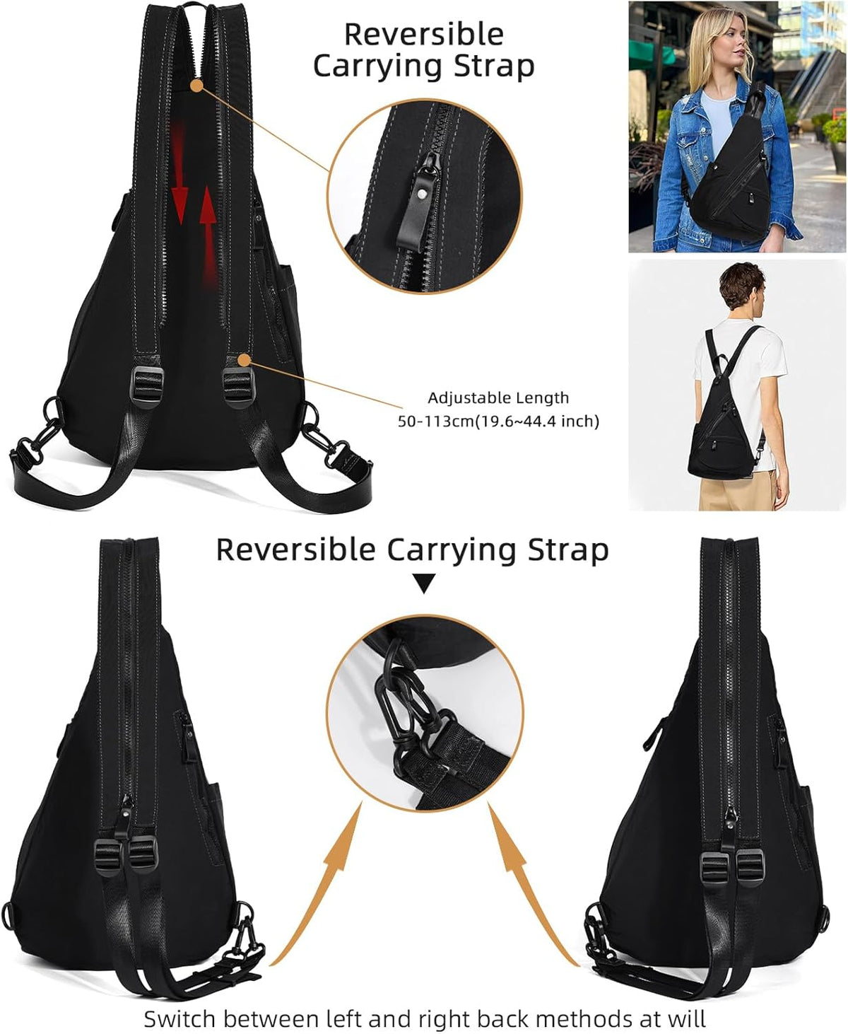 Crossbody Sling Backpack Nylon Cross Body Bag Travel Hiking Shoulder Bags Daypack Rucksack Unisex (Olive Green)