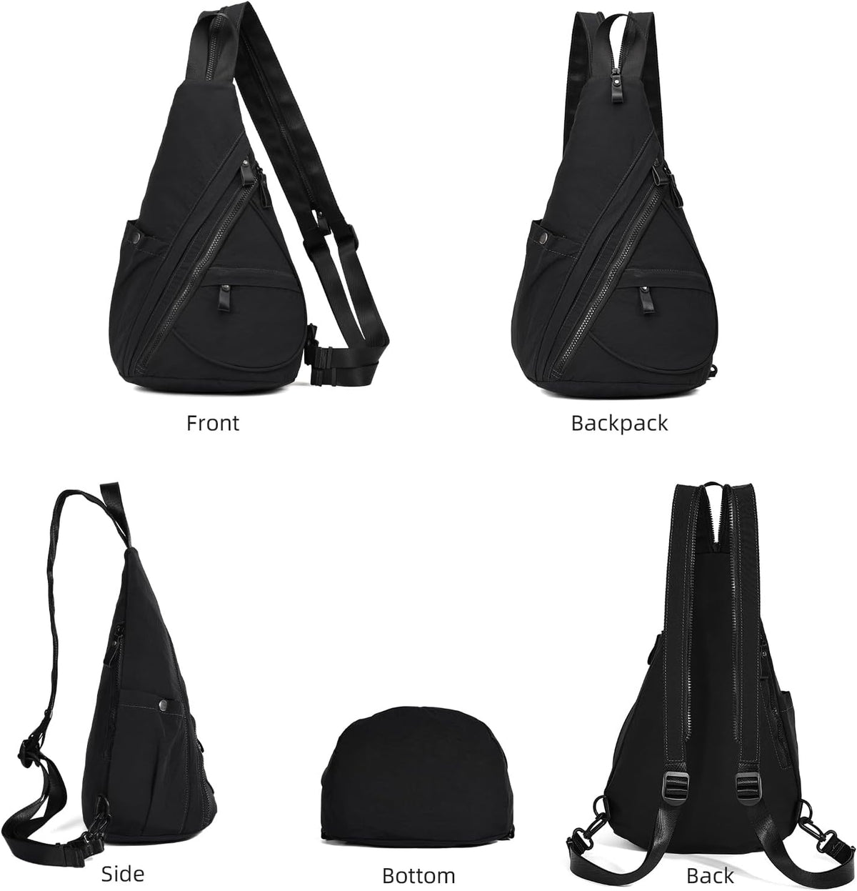Crossbody Sling Backpack Nylon Cross Body Bag Travel Hiking Shoulder Bags Daypack Rucksack Unisex (Olive Green)