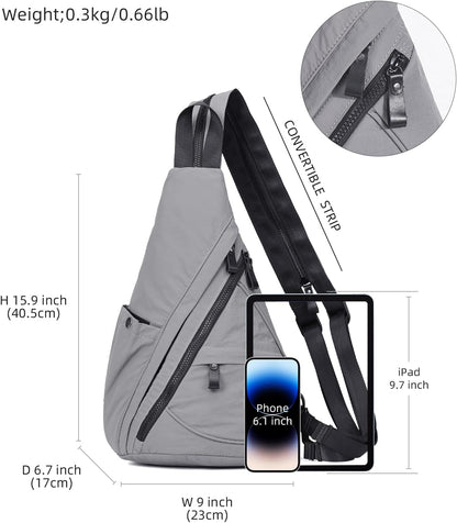 Crossbody Sling Backpack Nylon Cross Body Bag Travel Hiking Shoulder Bags Daypack Rucksack Unisex (Olive Green)
