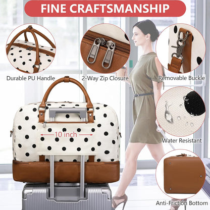4PCS Weekender Bags for Women Large Overnight Weekend Travel Duffel Carry on Shoulder with Shoe Compartment Canvas Toiletry Bag for Travel Business Gym