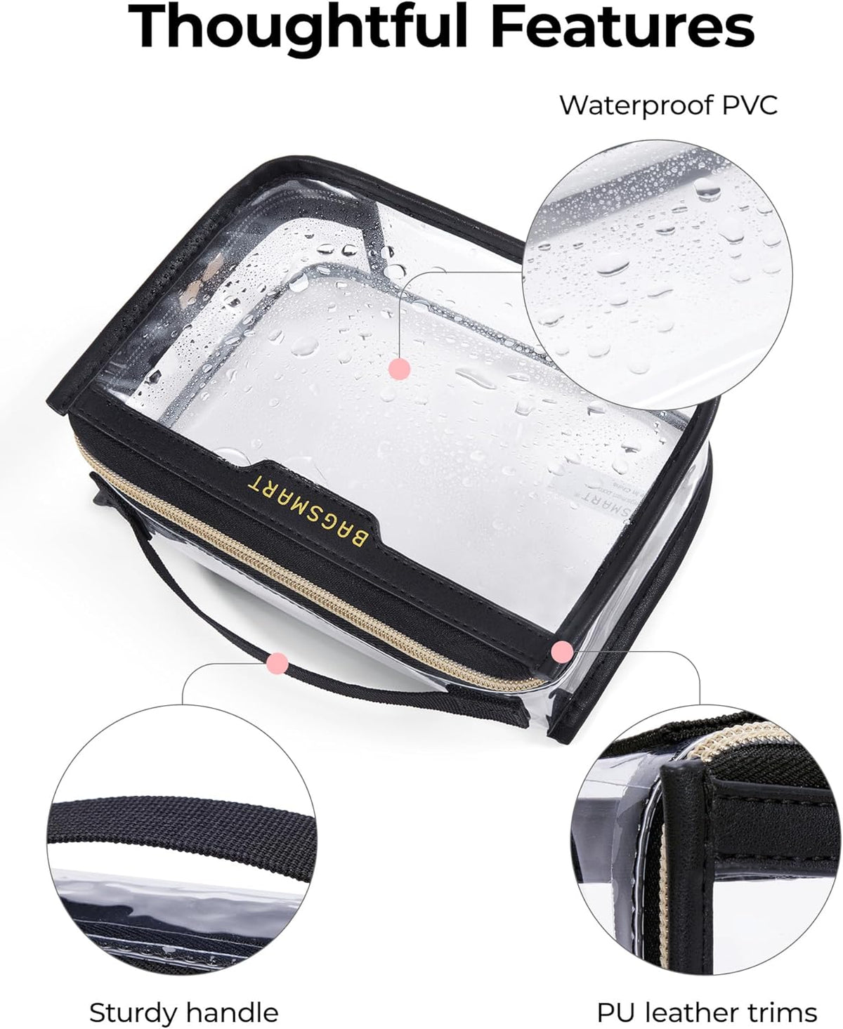 TSA Approved Toiletry Bag, Clear Travel Toiletry Bag, Makeup Cosmetic Pouch Bag for Women Quart Size Compliant Bag Organizer for Travel Essentials (Black Pack of 2,)