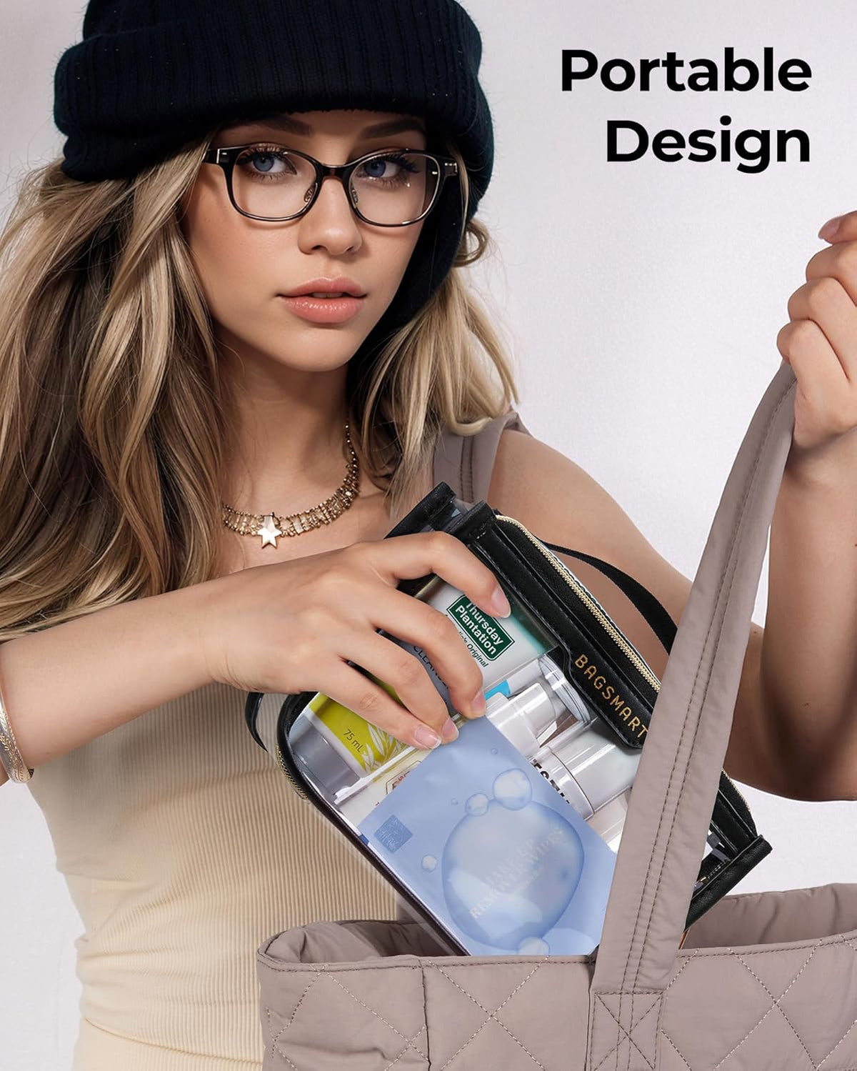 TSA Approved Toiletry Bag, Clear Travel Toiletry Bag, Makeup Cosmetic Pouch Bag for Women Quart Size Compliant Bag Organizer for Travel Essentials (Black Pack of 2,)