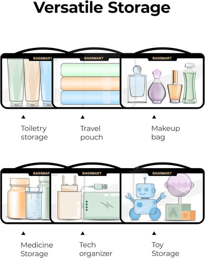 TSA Approved Toiletry Bag, Clear Travel Toiletry Bag, Makeup Cosmetic Pouch Bag for Women Quart Size Compliant Bag Organizer for Travel Essentials (Black Pack of 2,)