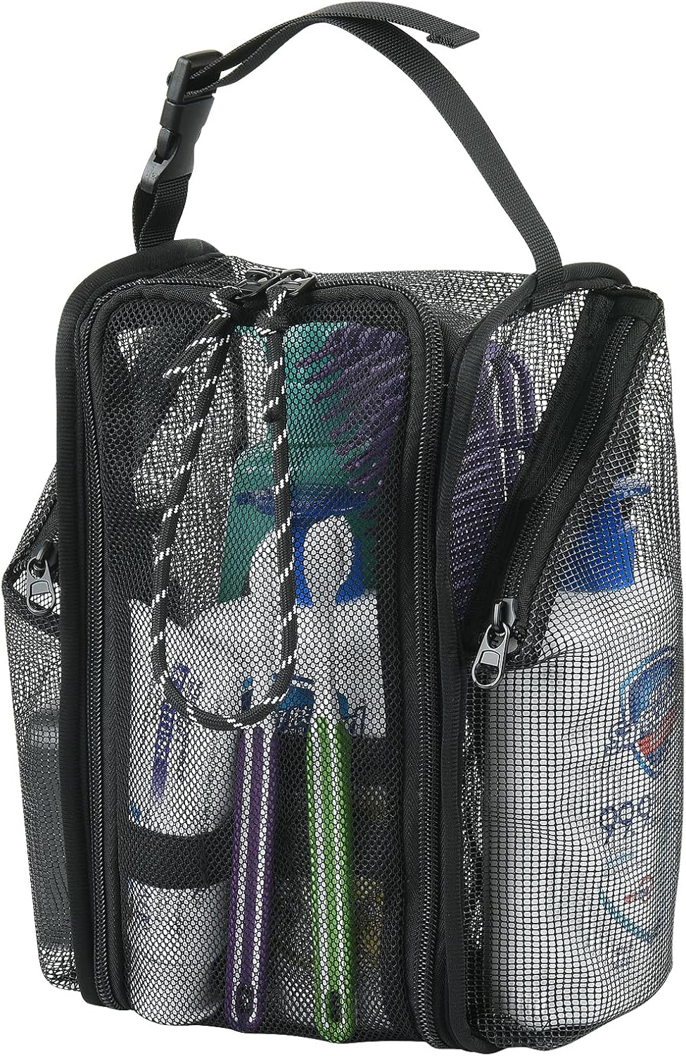 Mesh Shower Caddy Toiletry Organizer Hanging Shower Tote Bag, Quick Dry Shower Organizer Portable Bath Bag with Durable Zippers & Side Pockets for Travel, Gym, Swimming, Beach and Camp