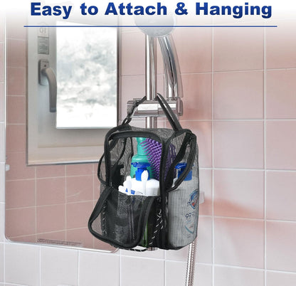 Mesh Shower Caddy Toiletry Organizer Hanging Shower Tote Bag, Quick Dry Shower Organizer Portable Bath Bag with Durable Zippers & Side Pockets for Travel, Gym, Swimming, Beach and Camp