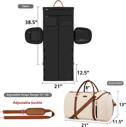 Convertible Garment Duffle Bags for Travel - Carry On Garment Bags With Toiletry Bag, Large Weekender Bags for Women Men 2 in 1 Hanging Suitcase Suit Travel Duffel Bags (2pcs Set, Green)