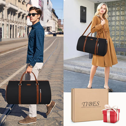 Convertible Garment Duffle Bags for Travel - Carry On Garment Bags With Toiletry Bag, Large Weekender Bags for Women Men 2 in 1 Hanging Suitcase Suit Travel Duffel Bags (2pcs Set, Green)