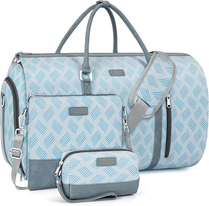 Convertible Garment Duffle Bags for Travel - Carry On Garment Bags With Toiletry Bag, Large Weekender Bags for Women Men 2 in 1 Hanging Suitcase Suit Travel Duffel Bags (2pcs Set, Green)