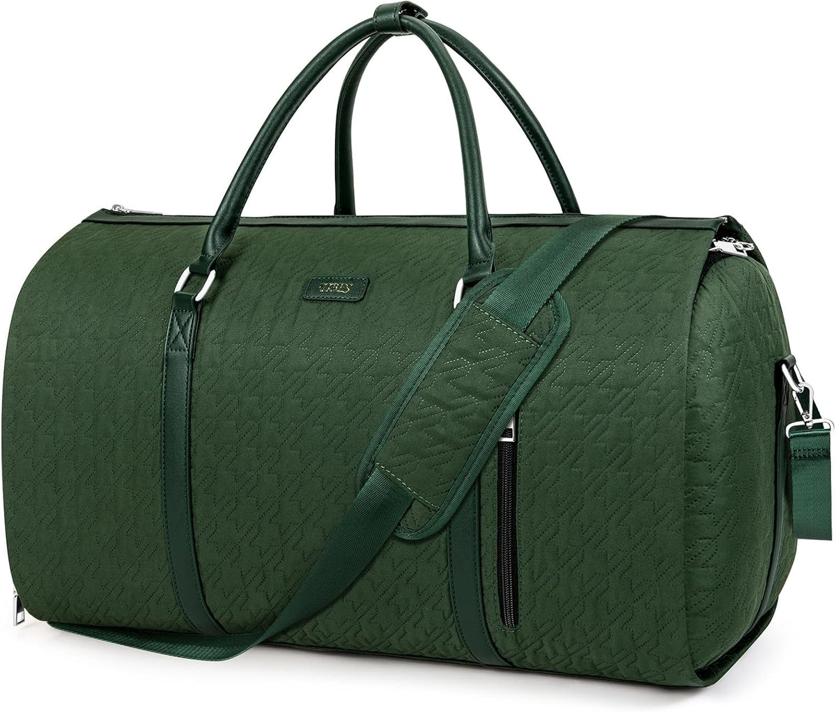 Convertible Garment Duffle Bags for Travel - Carry On Garment Bags With Toiletry Bag, Large Weekender Bags for Women Men 2 in 1 Hanging Suitcase Suit Travel Duffel Bags (2pcs Set, Green)