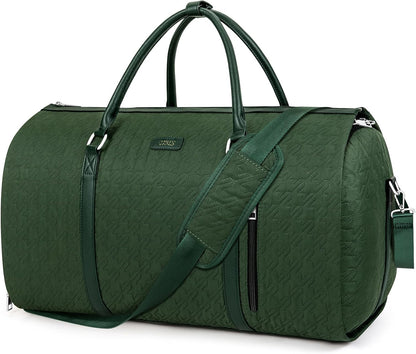Convertible Garment Duffle Bags for Travel - Carry On Garment Bags With Toiletry Bag, Large Weekender Bags for Women Men 2 in 1 Hanging Suitcase Suit Travel Duffel Bags (2pcs Set, Green)