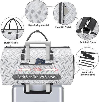 Convertible Garment Duffle Bags for Travel - Carry On Garment Bags With Toiletry Bag, Large Weekender Bags for Women Men 2 in 1 Hanging Suitcase Suit Travel Duffel Bags (2pcs Set, Green)