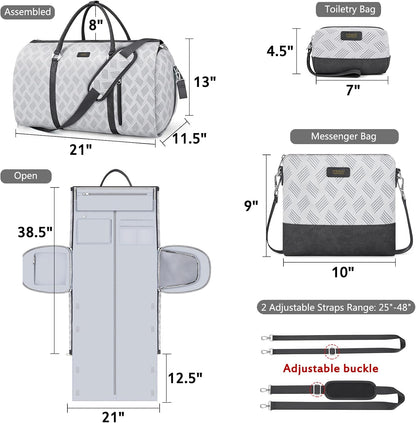 Convertible Garment Duffle Bags for Travel - Carry On Garment Bags With Toiletry Bag, Large Weekender Bags for Women Men 2 in 1 Hanging Suitcase Suit Travel Duffel Bags (2pcs Set, Green)