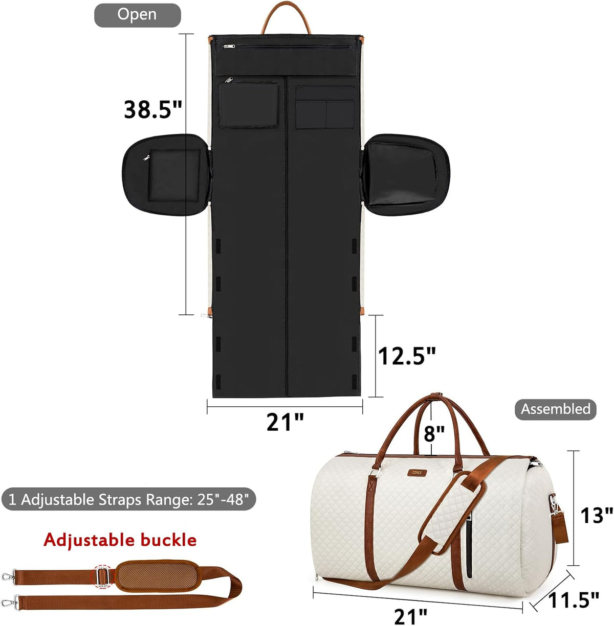 Convertible Garment Duffle Bags for Travel - Carry On Garment Bags With Toiletry Bag, Large Weekender Bags for Women Men 2 in 1 Hanging Suitcase Suit Travel Duffel Bags (2pcs Set, Green)