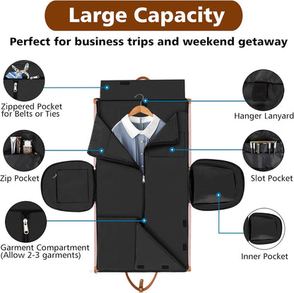 Convertible Garment Duffle Bags for Travel - Carry On Garment Bags With Toiletry Bag, Large Weekender Bags for Women Men 2 in 1 Hanging Suitcase Suit Travel Duffel Bags (2pcs Set, Green)