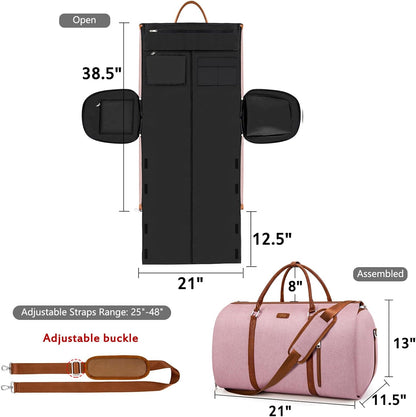 Convertible Garment Duffle Bags for Travel - Carry On Garment Bags With Toiletry Bag, Large Weekender Bags for Women Men 2 in 1 Hanging Suitcase Suit Travel Duffel Bags (2pcs Set, Green)