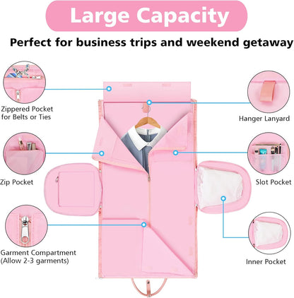 Convertible Garment Duffle Bags for Travel - Carry On Garment Bags With Toiletry Bag, Large Weekender Bags for Women Men 2 in 1 Hanging Suitcase Suit Travel Duffel Bags (2pcs Set, Green)