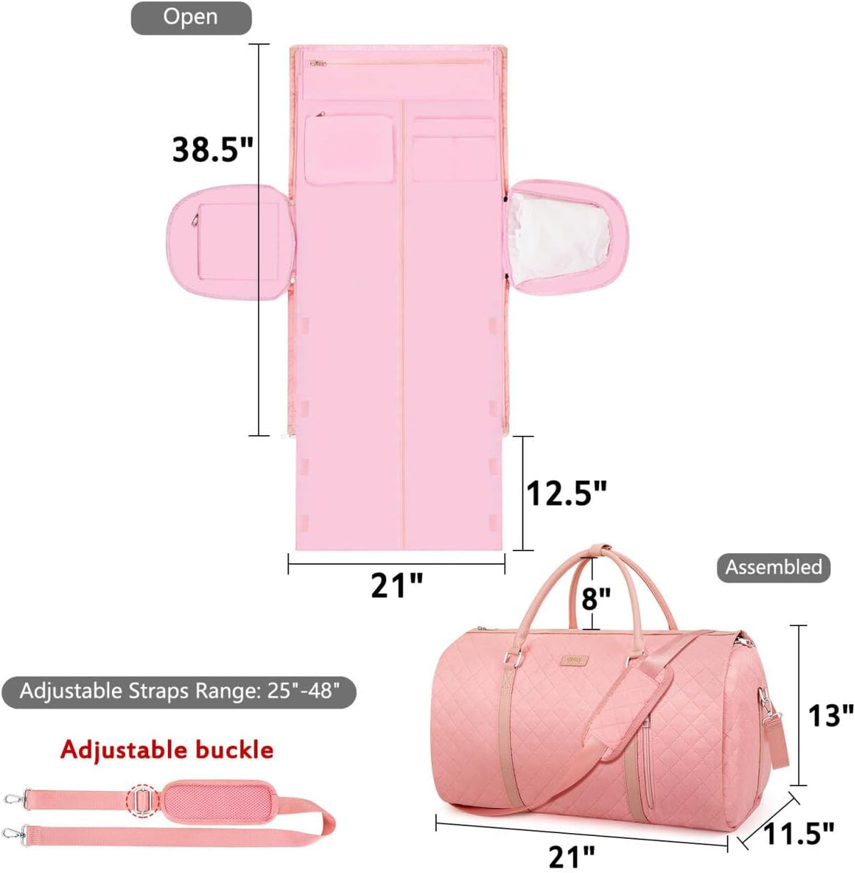 Convertible Garment Duffle Bags for Travel - Carry On Garment Bags With Toiletry Bag, Large Weekender Bags for Women Men 2 in 1 Hanging Suitcase Suit Travel Duffel Bags (2pcs Set, Green)