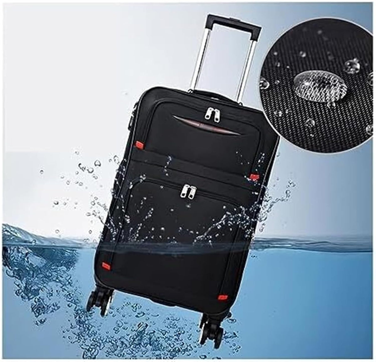 Carry-On Softside Luggage with Spinner Wheels,Expandable Softside Carry-On Suitcase Checked Luggage Luggage Carry On (Color : Black, Size : 22in)