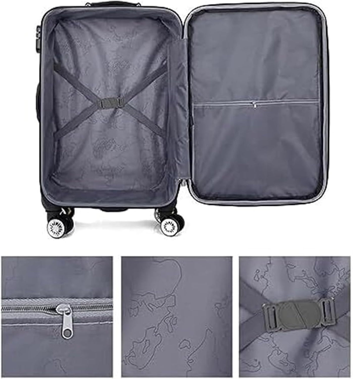 Carry-On Softside Luggage with Spinner Wheels,Expandable Softside Carry-On Suitcase Checked Luggage Luggage Carry On (Color : Black, Size : 22in)