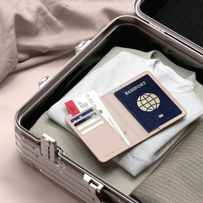 Passport Holder for Travel with Find My, Passport Cover with 4 Card Holder, Wireless Charging, and RFID protection – Travel Essential Vegan Leather Passport Holder – Black