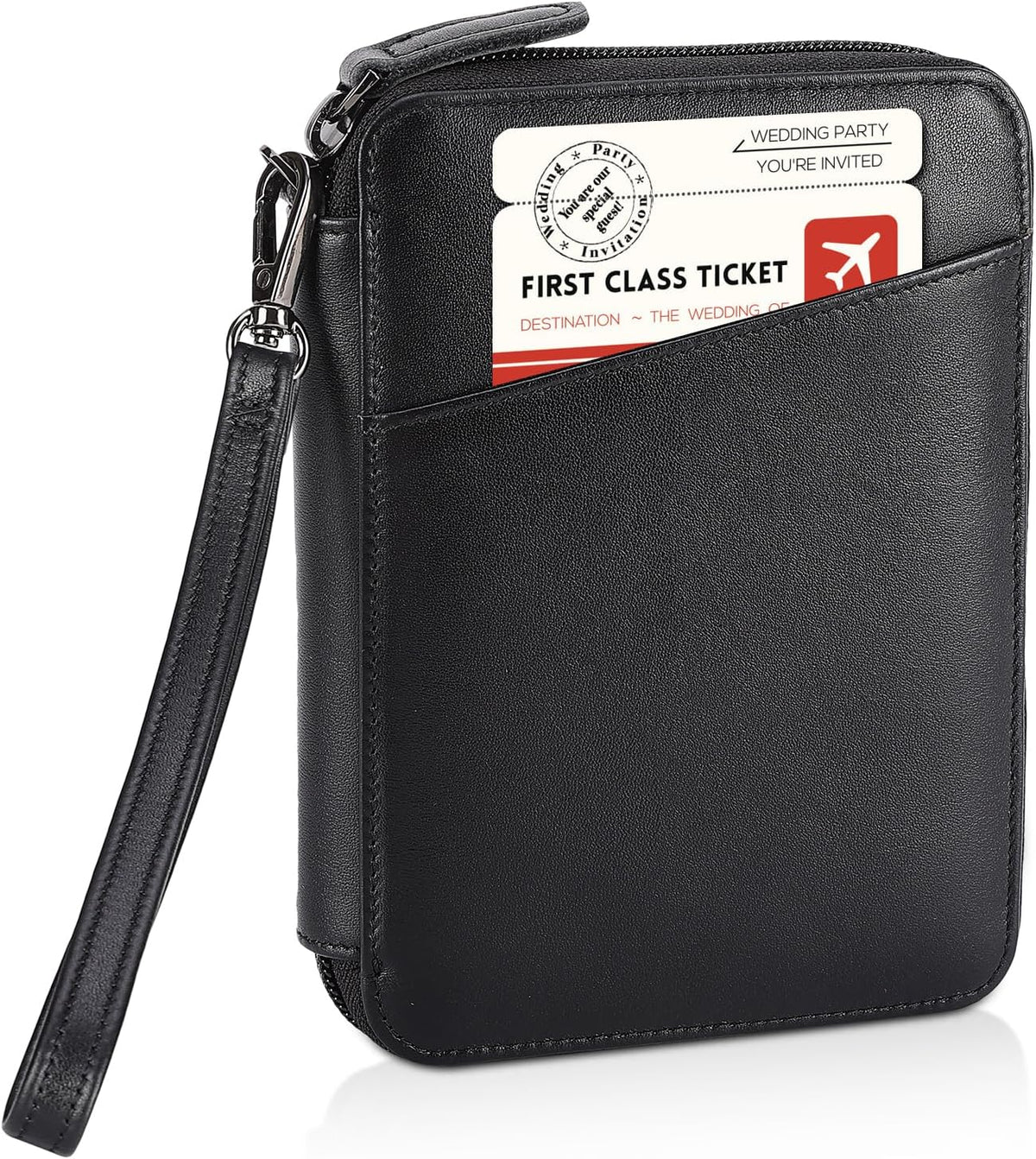 Polare Napa Leather Family Passport Wallet for 4 Passports, RFID Blocking Bifold Passport Cover Travel Document Organizer Holder (Black)