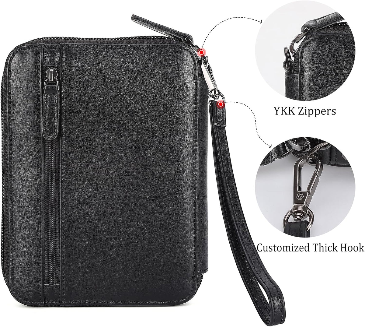 Polare Napa Leather Family Passport Wallet for 4 Passports, RFID Blocking Bifold Passport Cover Travel Document Organizer Holder (Black)
