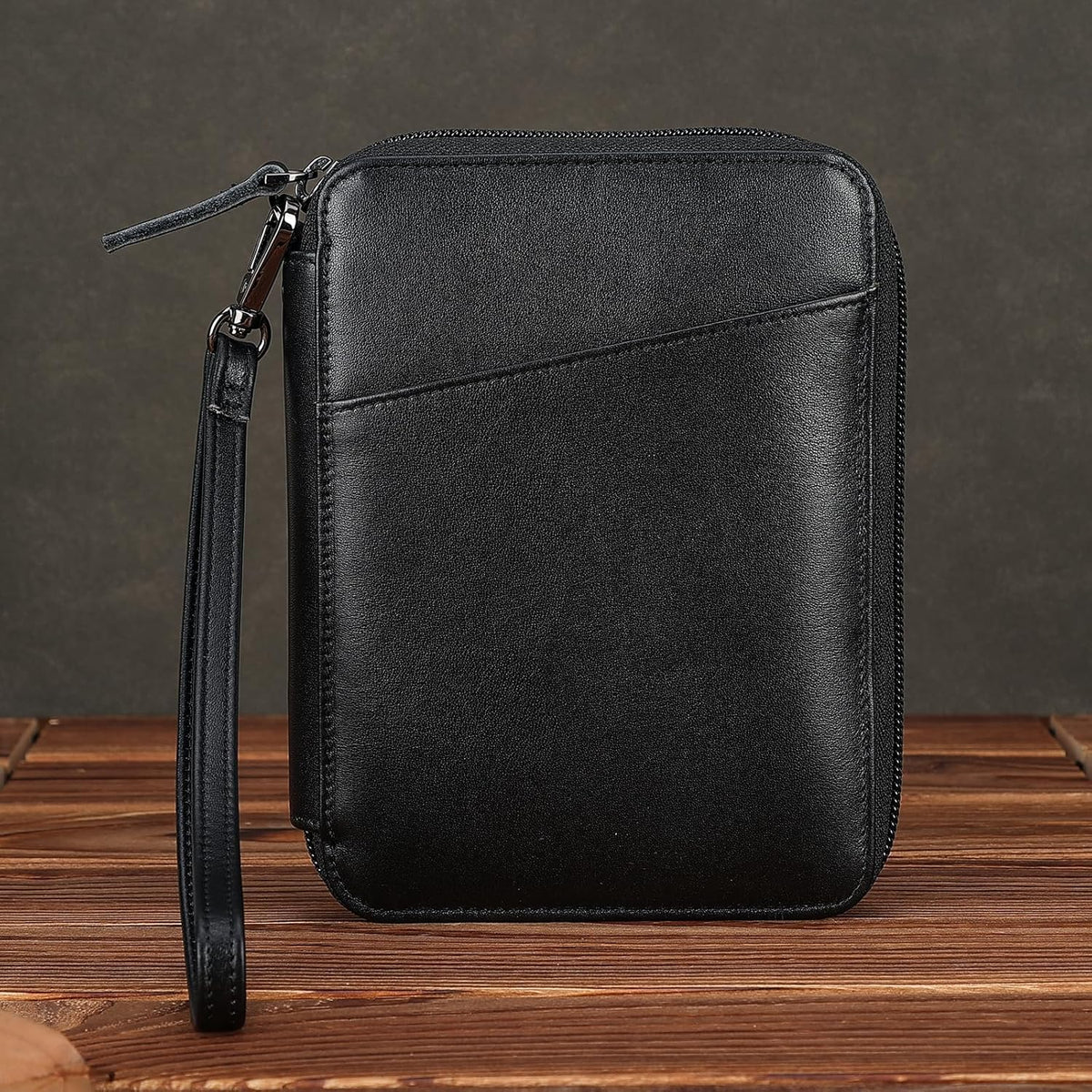 Polare Napa Leather Family Passport Wallet for 4 Passports, RFID Blocking Bifold Passport Cover Travel Document Organizer Holder (Black)
