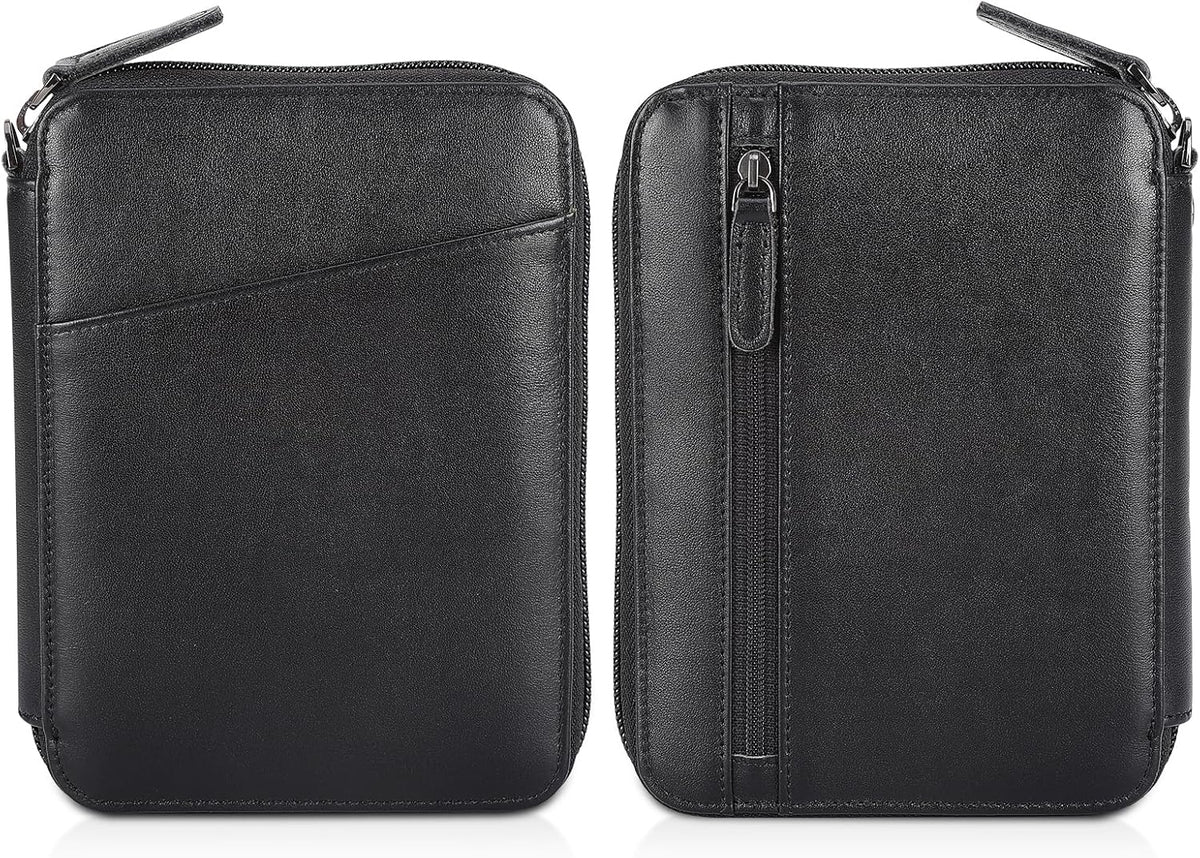 Polare Napa Leather Family Passport Wallet for 4 Passports, RFID Blocking Bifold Passport Cover Travel Document Organizer Holder (Black)
