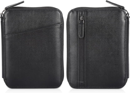 Polare Napa Leather Family Passport Wallet for 4 Passports, RFID Blocking Bifold Passport Cover Travel Document Organizer Holder (Black)