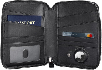 Polare Napa Leather Family Passport Wallet for 4 Passports, RFID Blocking Bifold Passport Cover Travel Document Organizer Holder (Black)