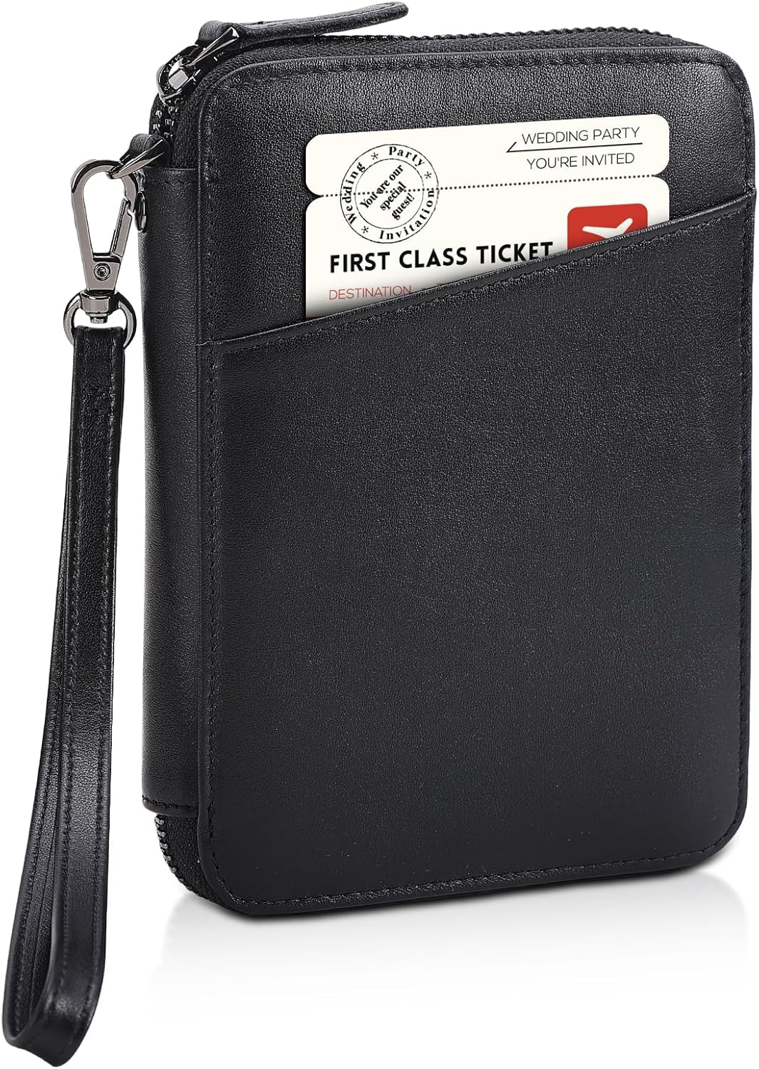 Polare Napa Leather Family Passport Wallet for 4 Passports, RFID Blocking Bifold Passport Cover Travel Document Organizer Holder (Black)