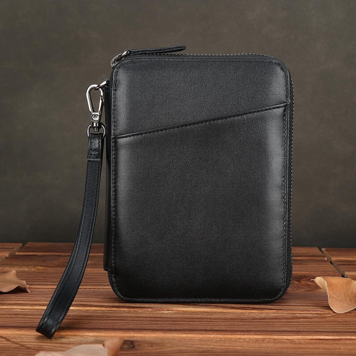 Polare Napa Leather Family Passport Wallet for 4 Passports, RFID Blocking Bifold Passport Cover Travel Document Organizer Holder (Black)