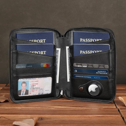 Polare Napa Leather Family Passport Wallet for 4 Passports, RFID Blocking Bifold Passport Cover Travel Document Organizer Holder (Black)