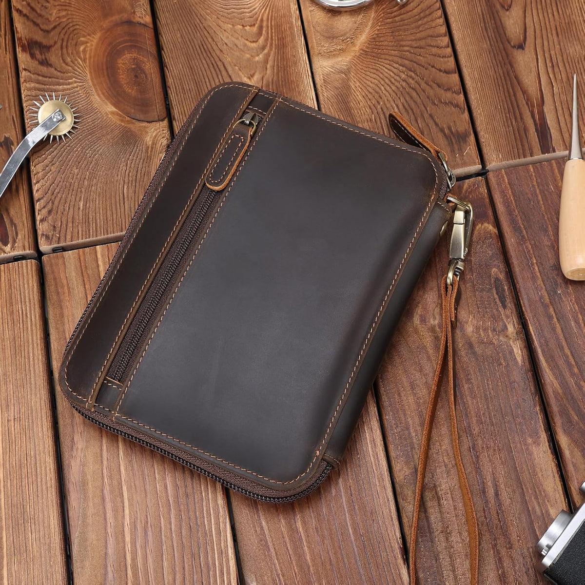 Polare Napa Leather Family Passport Wallet for 4 Passports, RFID Blocking Bifold Passport Cover Travel Document Organizer Holder (Black)