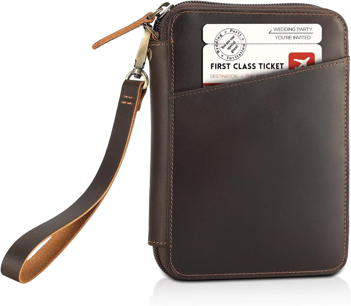 Polare Napa Leather Family Passport Wallet for 4 Passports, RFID Blocking Bifold Passport Cover Travel Document Organizer Holder (Black)