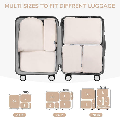 Compression Packing Cubes, 7 Set Packing Cubes Compression, Travel Essentials, Travel Organizer for Shoes, Clothing, Grey