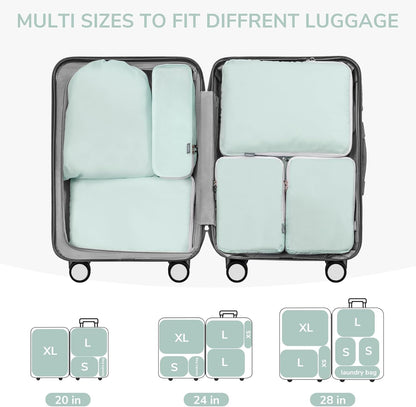 Compression Packing Cubes, 7 Set Packing Cubes Compression, Travel Essentials, Travel Organizer for Shoes, Clothing, Grey